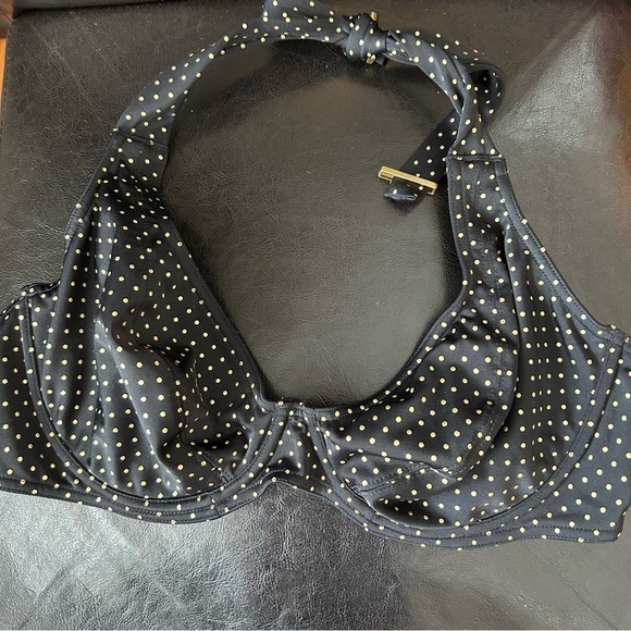 Freya Sagittarius Banded Halter Bikini Top 3888 Black with Gold Polkadot 36DD - Picture 2 of 9